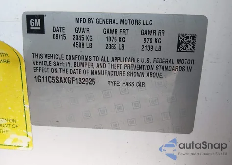 2016 Chevrolet Malibu Limited Lt z USA, uszkodzony, nr VIN 1G11C5SAXGF132925